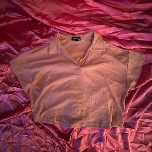 Pink Collard Crop Top